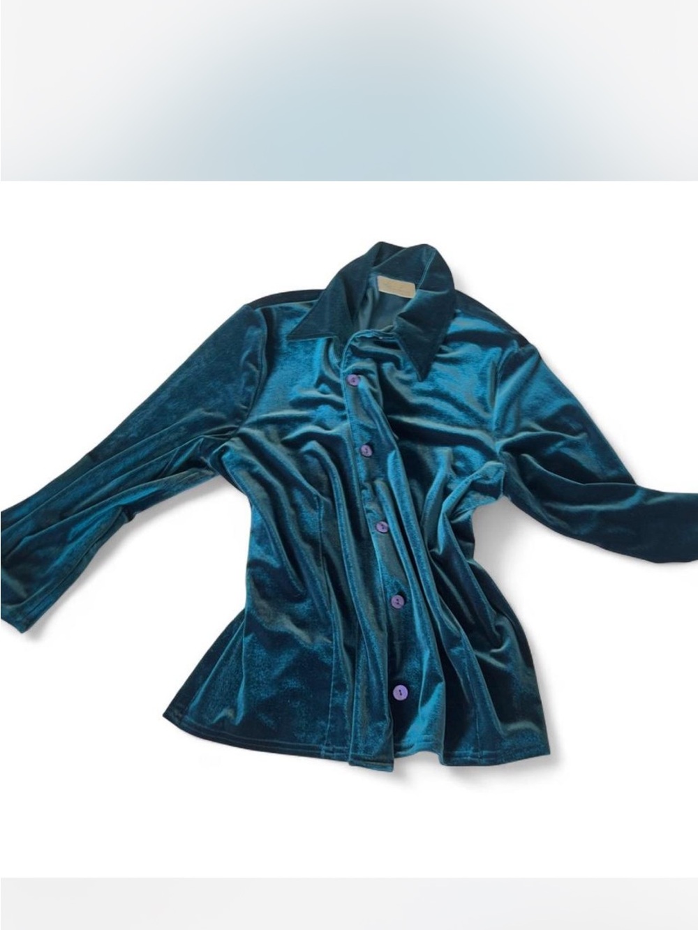 Kathie Lee Collection Teal Velvet Top